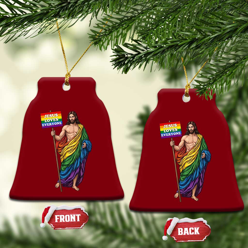 Christian LGBTQ Support Ceramic Ornament Jesus Loves Everyone TS12 Print Your Wear