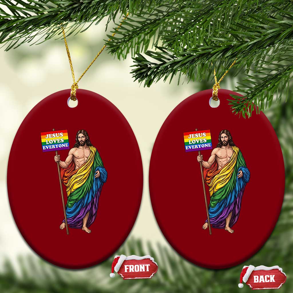 Christian LGBTQ Support Ceramic Ornament Jesus Loves Everyone TS12 Print Your Wear