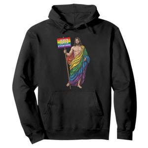 Christian LGBTQ Support Hoodie Jesus Loves Everyone TS12 Black Print Your Wear