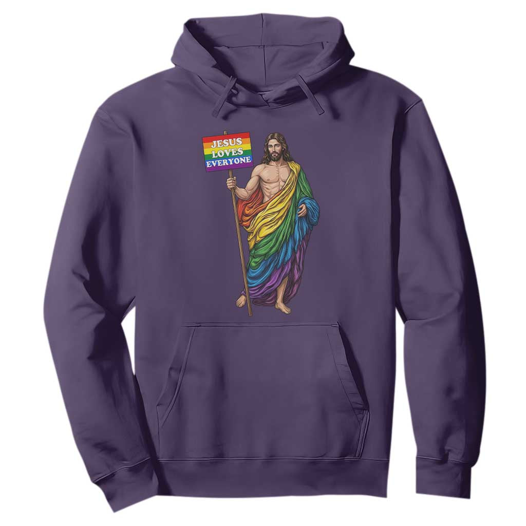 Christian LGBTQ Support Hoodie Jesus Loves Everyone TS12 Purple Print Your Wear