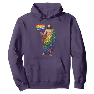 Christian LGBTQ Support Hoodie Jesus Loves Everyone TS12 Purple Print Your Wear