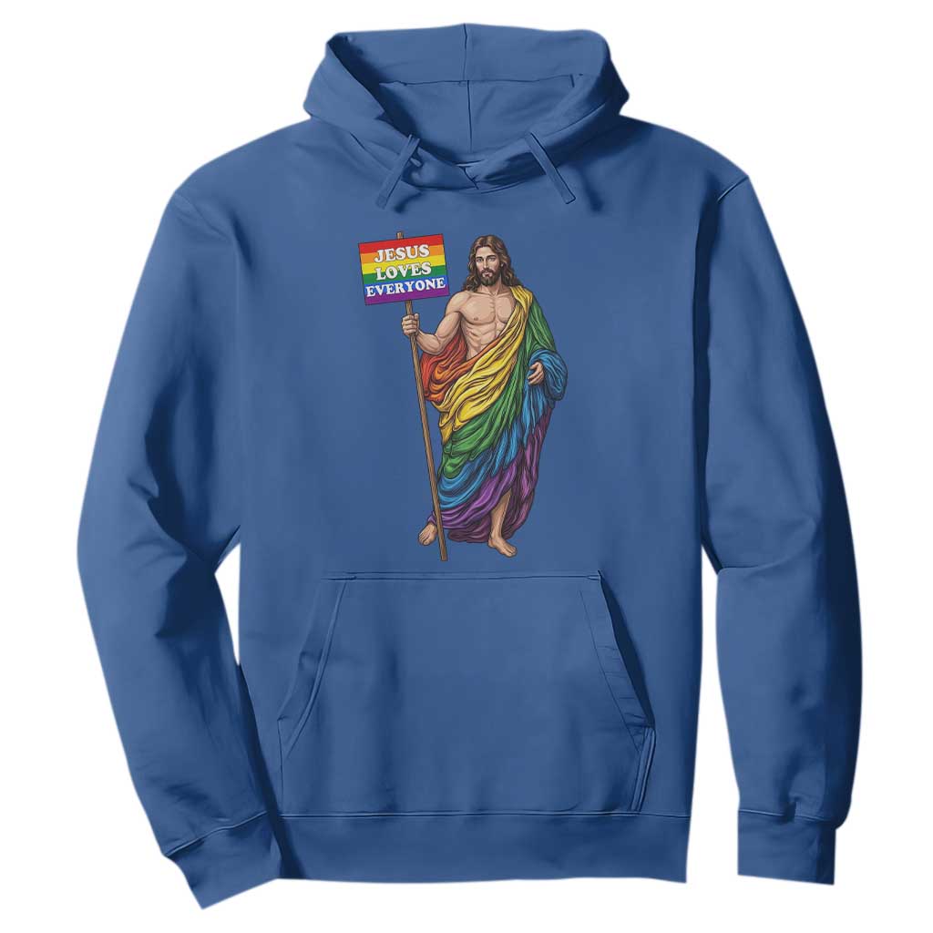 Christian LGBTQ Support Hoodie Jesus Loves Everyone TS12 Royal Blue Print Your Wear