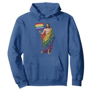 Christian LGBTQ Support Hoodie Jesus Loves Everyone TS12 Royal Blue Print Your Wear