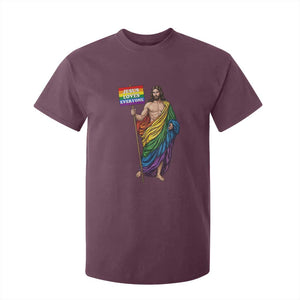 Christian LGBTQ Support T Shirt For Kid Jesus Loves Everyone TS12 Maroon Print Your Wear