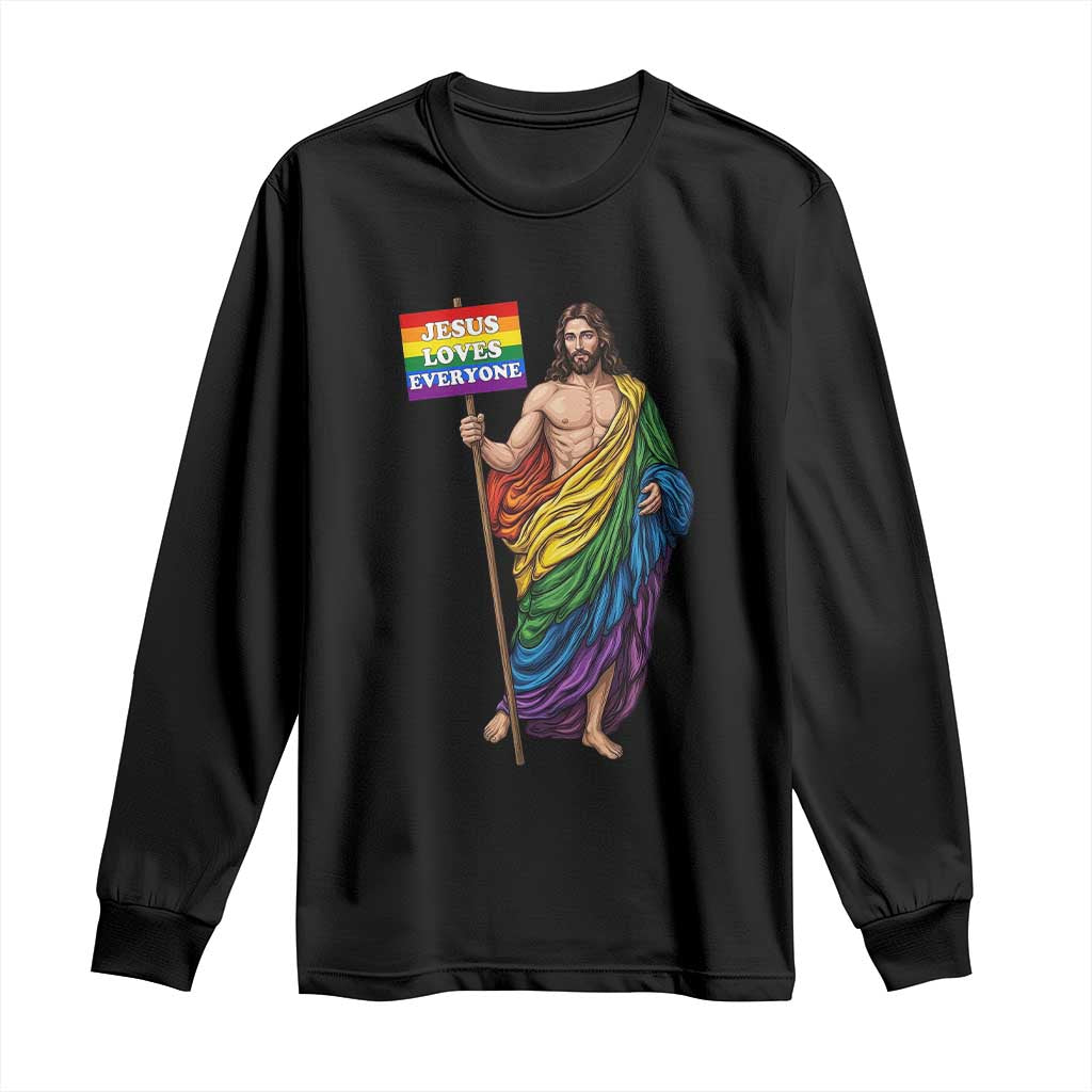 Christian LGBTQ Support Long Sleeve Shirt Jesus Loves Everyone TS12 Black Print Your Wear