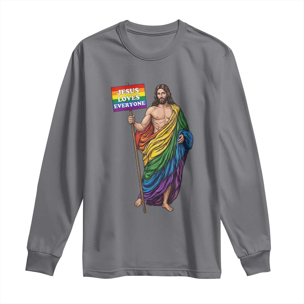 Christian LGBTQ Support Long Sleeve Shirt Jesus Loves Everyone TS12 Charcoal Print Your Wear