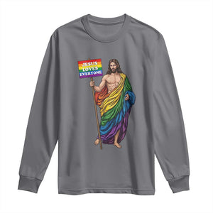 Christian LGBTQ Support Long Sleeve Shirt Jesus Loves Everyone TS12 Charcoal Print Your Wear