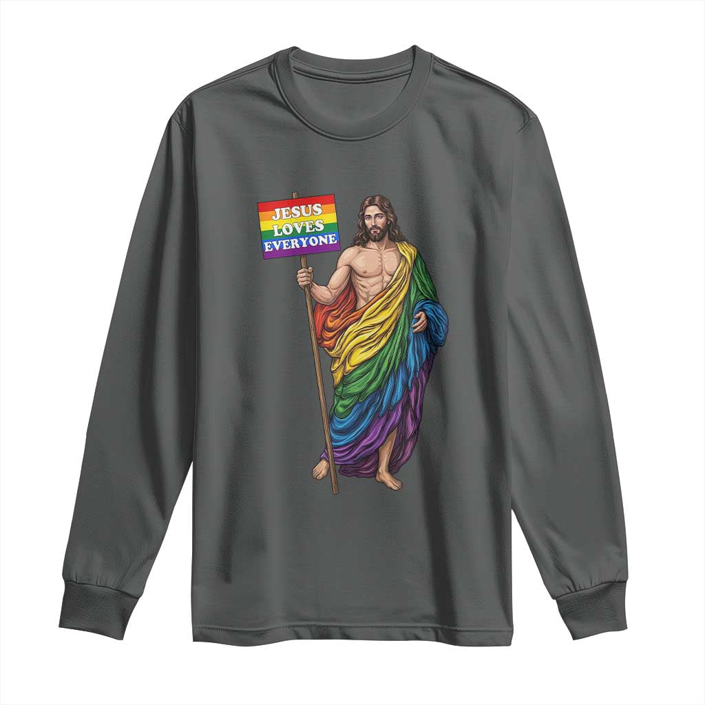 Christian LGBTQ Support Long Sleeve Shirt Jesus Loves Everyone TS12 Dark Heather Print Your Wear