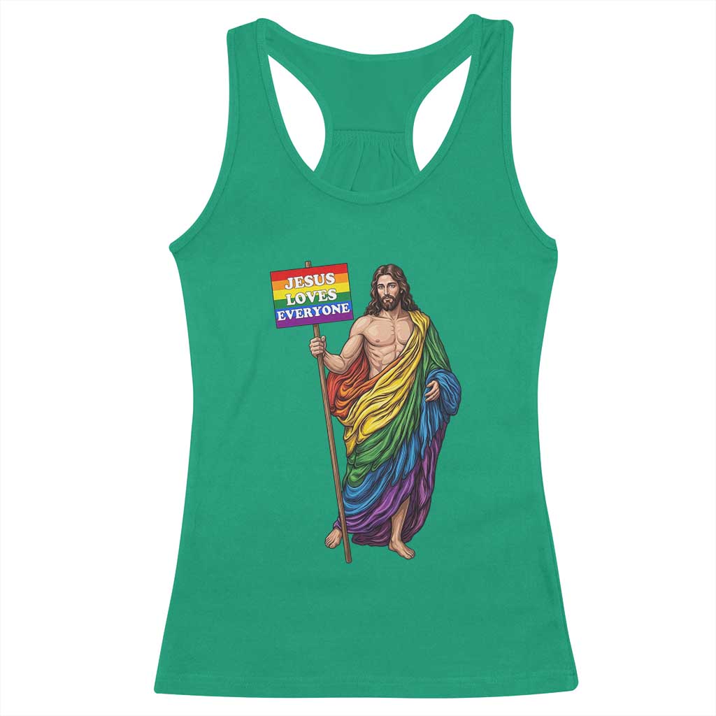 Christian LGBTQ Support Racerback Tank Top Jesus Loves Everyone TS12 Irish Green Print Your Wear