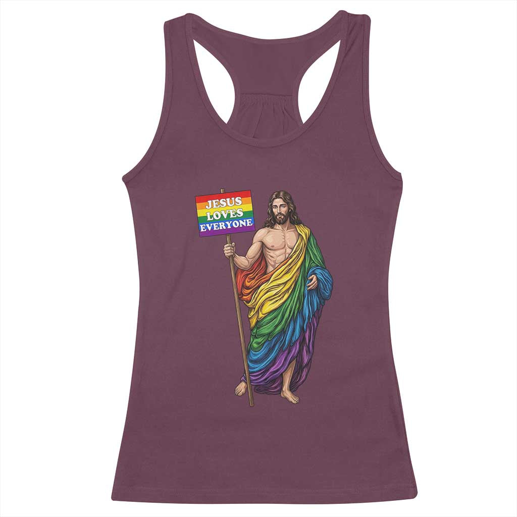 Christian LGBTQ Support Racerback Tank Top Jesus Loves Everyone TS12 Maroon Print Your Wear