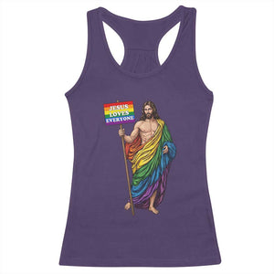 Christian LGBTQ Support Racerback Tank Top Jesus Loves Everyone TS12 Purple Print Your Wear