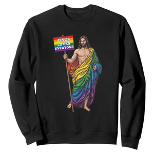 Christian LGBTQ Support Sweatshirt Jesus Loves Everyone TS12 Black Print Your Wear