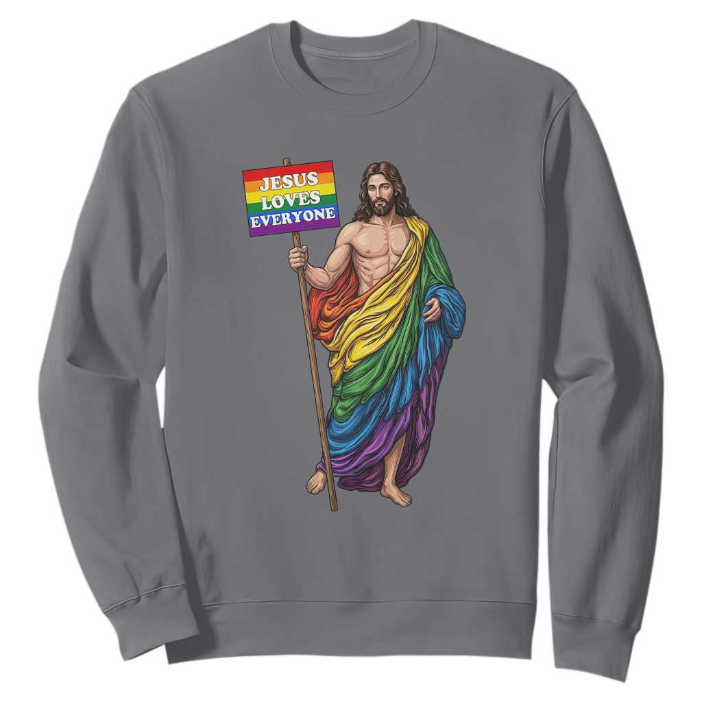 Christian LGBTQ Support Sweatshirt Jesus Loves Everyone TS12 Charcoal Print Your Wear