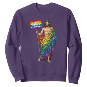 Christian LGBTQ Support Sweatshirt Jesus Loves Everyone TS12 Purple Print Your Wear