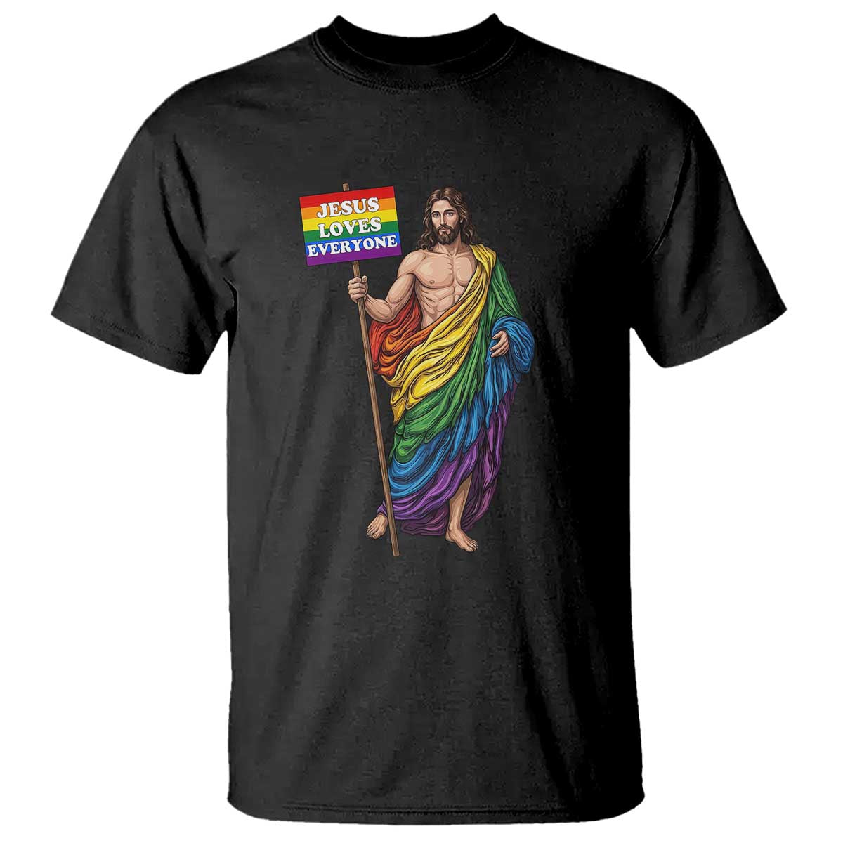 Christian LGBTQ Support T Shirt Jesus Loves Everyone TS12 Black Print Your Wear