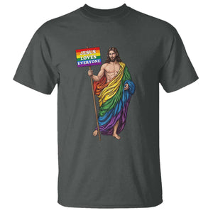 Christian LGBTQ Support T Shirt Jesus Loves Everyone TS12 Dark Heather Print Your Wear