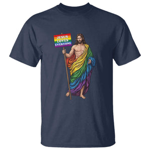 Christian LGBTQ Support T Shirt Jesus Loves Everyone TS12 Navy Print Your Wear