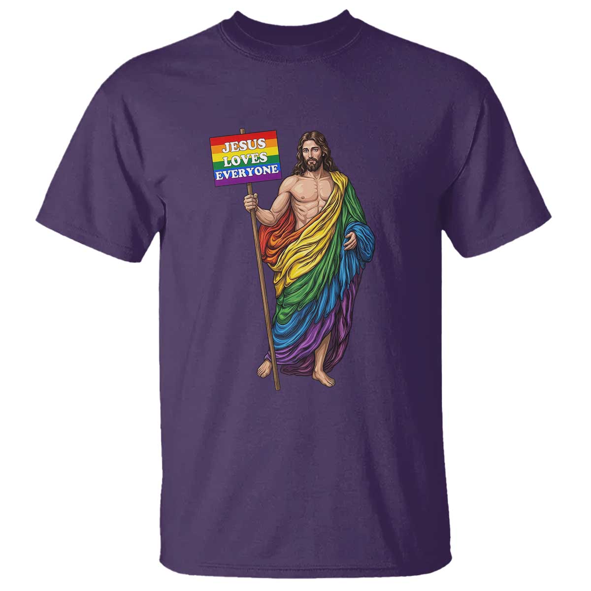 Christian LGBTQ Support T Shirt Jesus Loves Everyone TS12 Purple Print Your Wear