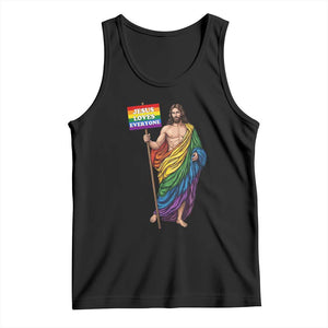 Christian LGBTQ Support Tank Top Jesus Loves Everyone TS12 Black Print Your Wear