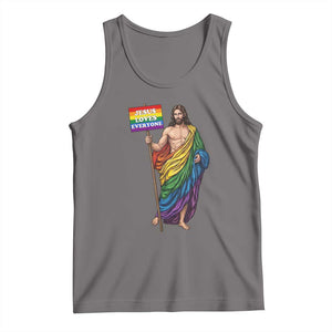Christian LGBTQ Support Tank Top Jesus Loves Everyone TS12 Deep Heather Print Your Wear