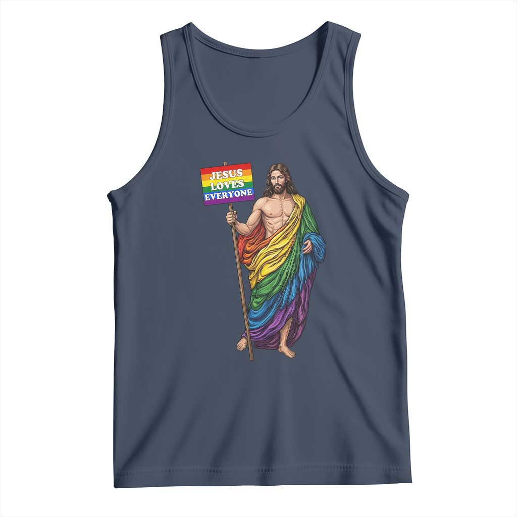 Christian LGBTQ Support Tank Top Jesus Loves Everyone TS12 Navy Print Your Wear