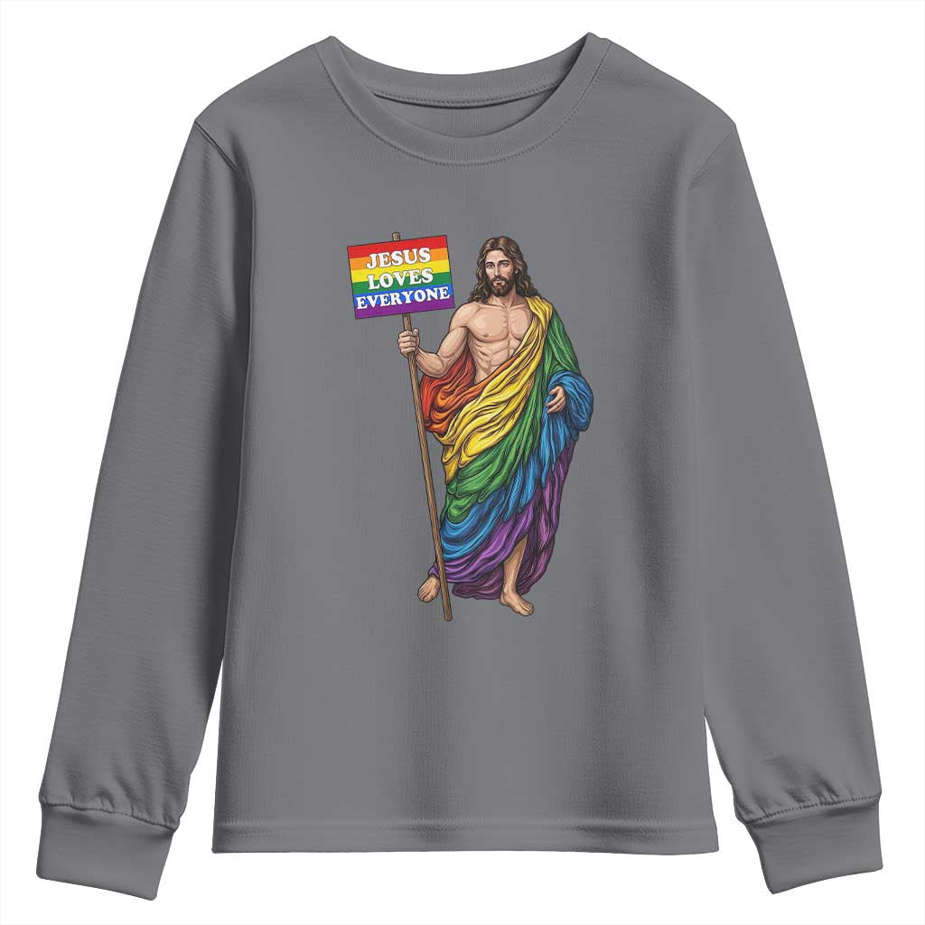 Christian LGBTQ Support Youth Sweatshirt Jesus Loves Everyone TS12 Charcoal Print Your Wear