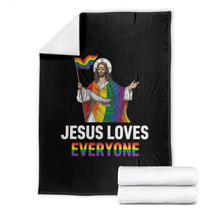 Funny Rainbow Jesus Loves Everyone Throw Blanket Religious LGBTQ Support TS12 Black Print Your Wear