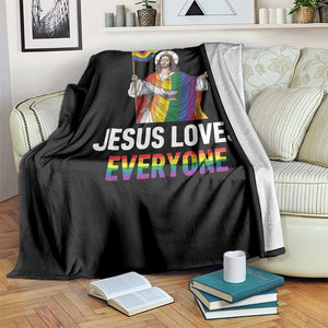 Funny Rainbow Jesus Loves Everyone Throw Blanket Religious LGBTQ Support TS12 Print Your Wear