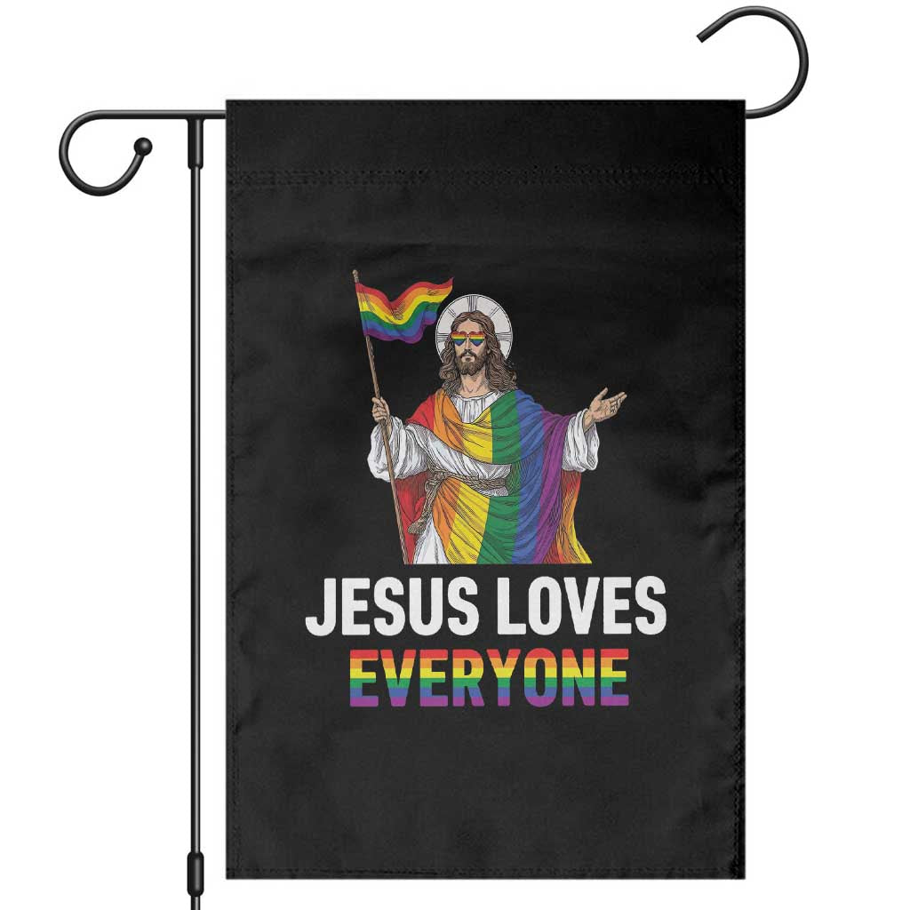 Funny Rainbow Jesus Loves Everyone Garden Flag Religious LGBTQ Support TS12 Black Print Your Wear