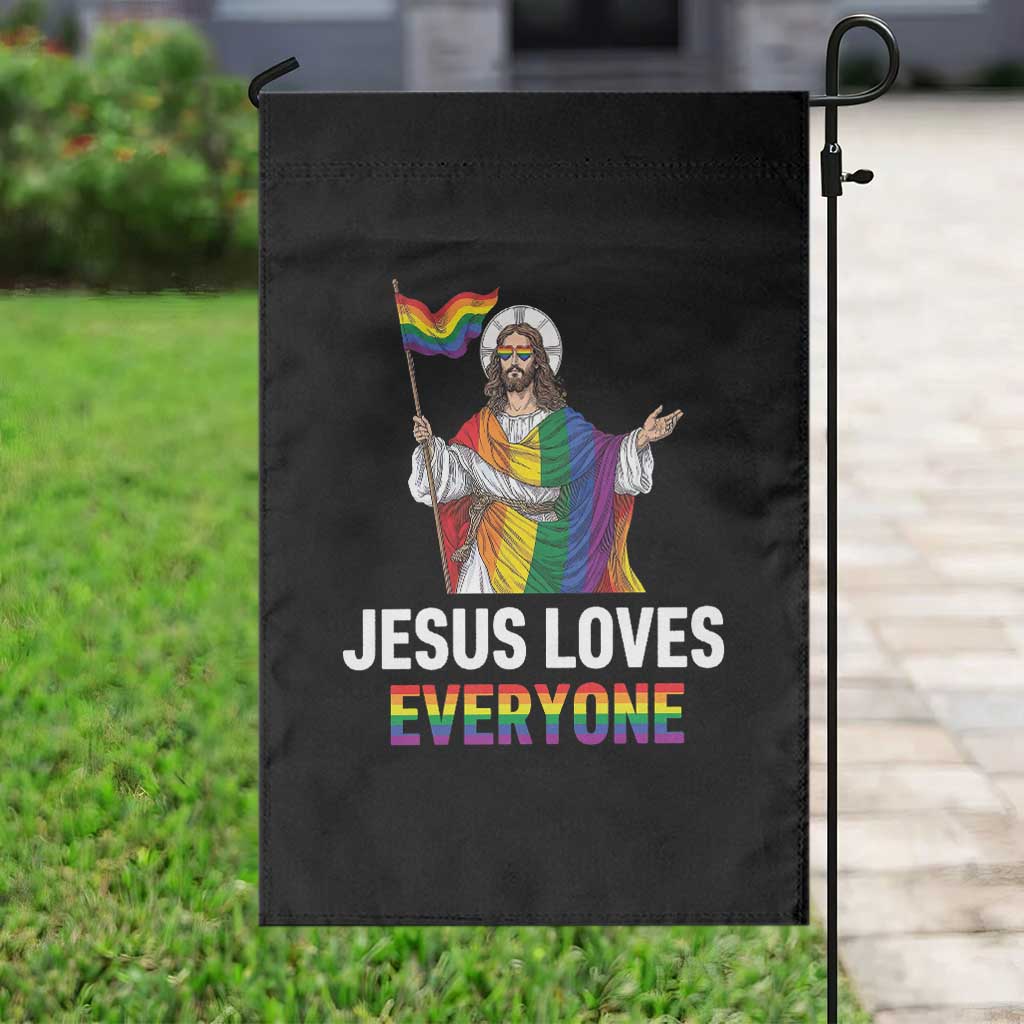 Funny Rainbow Jesus Loves Everyone Garden Flag Religious LGBTQ Support TS12 Print Your Wear