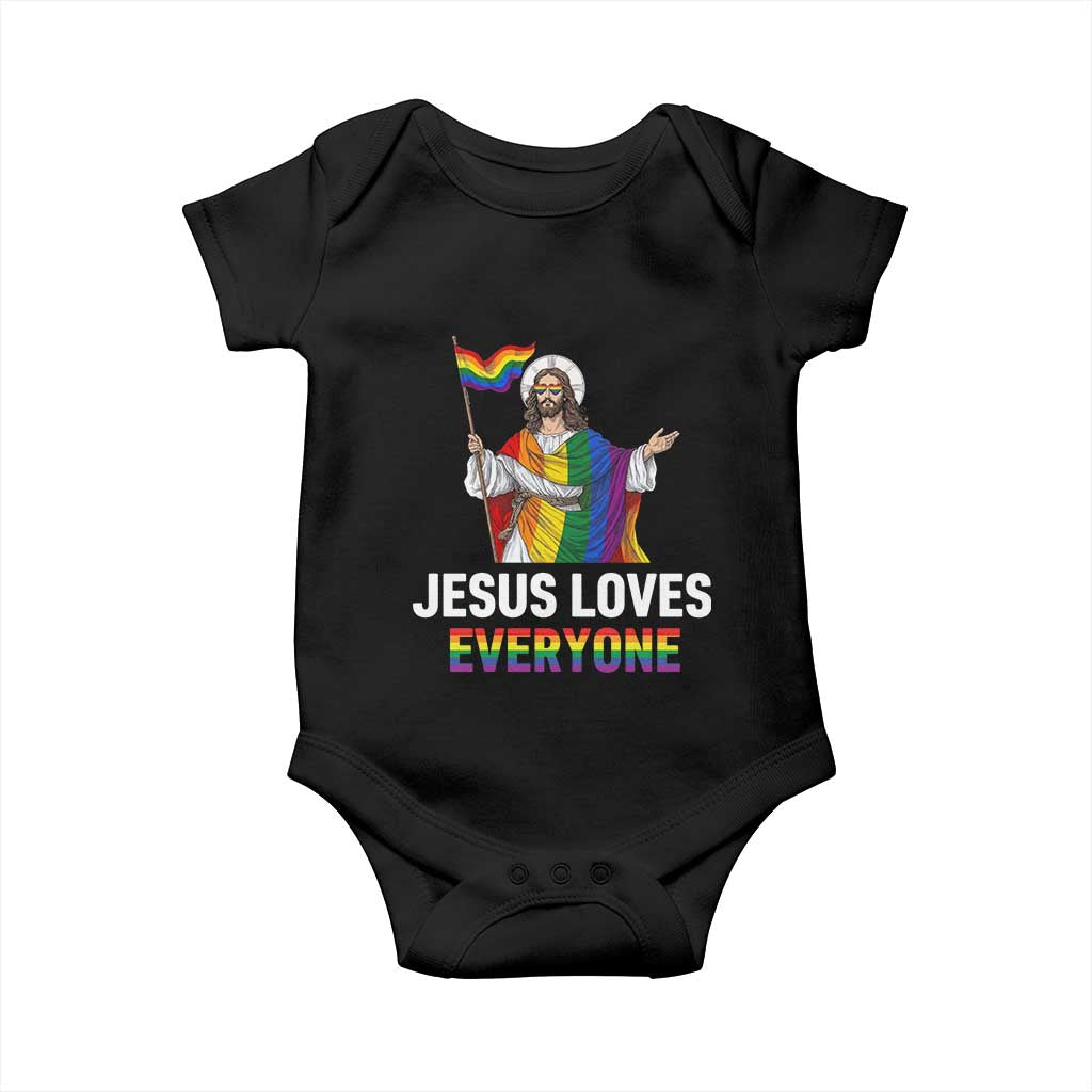 Funny Rainbow Jesus Loves Everyone Baby Onesie Religious LGBTQ Support TS12 Black Print Your Wear