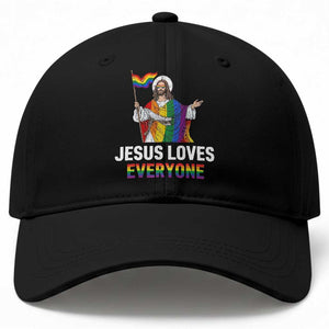 Funny Rainbow Jesus Loves Everyone Baseball Cap Religious LGBTQ Support TS12 Print Your Wear