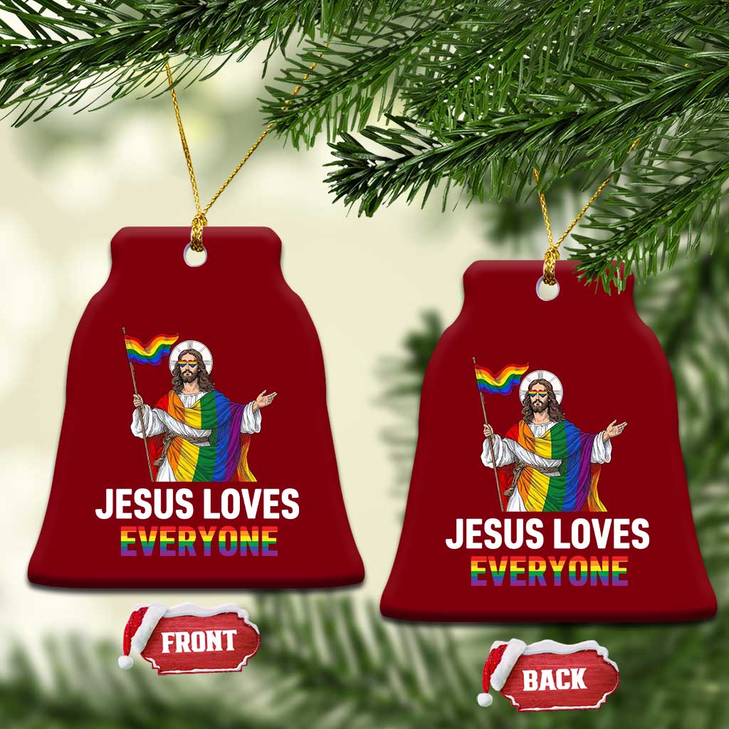 Funny Rainbow Jesus Loves Everyone Ceramic Ornament Religious LGBTQ Support TS12 Print Your Wear