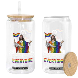 Funny Rainbow Jesus Loves Everyone Glass Can Religious LGBTQ Support TS12 Print Your Wear