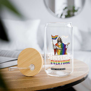 Funny Rainbow Jesus Loves Everyone Glass Can Religious LGBTQ Support TS12 Print Your Wear