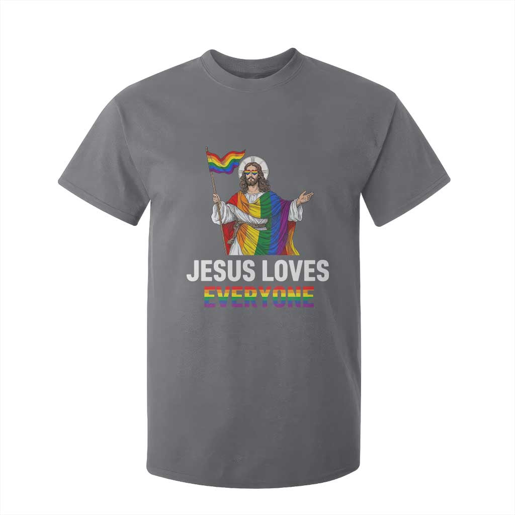 Funny Rainbow Jesus Loves Everyone T Shirt For Kid Religious LGBTQ Support TS12 Charcoal Print Your Wear