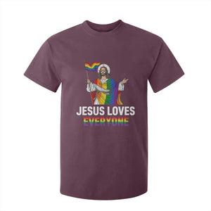 Funny Rainbow Jesus Loves Everyone T Shirt For Kid Religious LGBTQ Support TS12 Maroon Print Your Wear