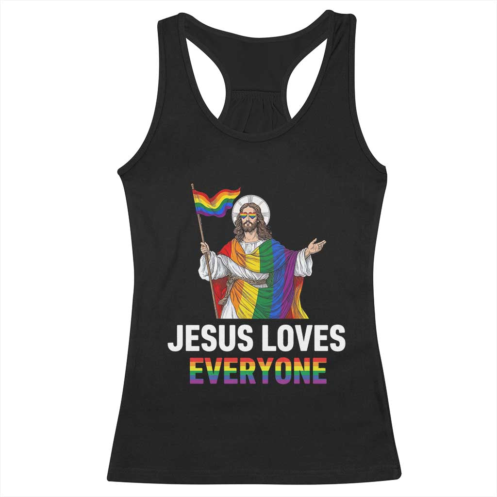 Funny Rainbow Jesus Loves Everyone Racerback Tank Top Religious LGBTQ Support TS12 Black Print Your Wear