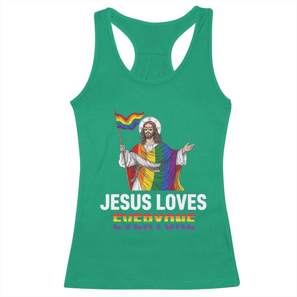 Funny Rainbow Jesus Loves Everyone Racerback Tank Top Religious LGBTQ Support TS12 Irish Green Print Your Wear