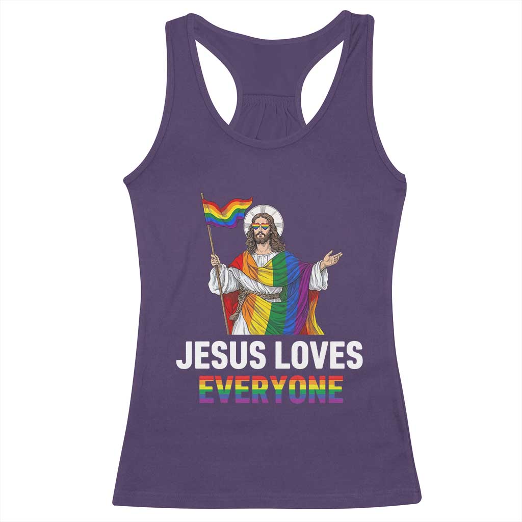 Funny Rainbow Jesus Loves Everyone Racerback Tank Top Religious LGBTQ Support TS12 Purple Print Your Wear