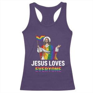 Funny Rainbow Jesus Loves Everyone Racerback Tank Top Religious LGBTQ Support TS12 Purple Print Your Wear