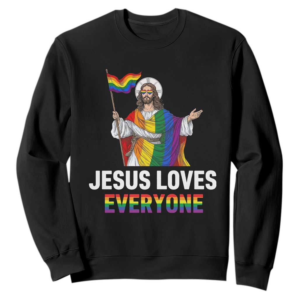 Funny Rainbow Jesus Loves Everyone Sweatshirt Religious LGBTQ Support TS12 Black Print Your Wear