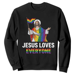Funny Rainbow Jesus Loves Everyone Sweatshirt Religious LGBTQ Support TS12 Black Print Your Wear