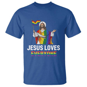 Funny Rainbow Jesus Loves Everyone T Shirt Religious LGBTQ Support TS12 Royal Blue Print Your Wear