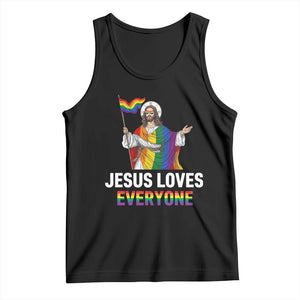 Funny Rainbow Jesus Loves Everyone Tank Top Religious LGBTQ Support TS12 Black Print Your Wear