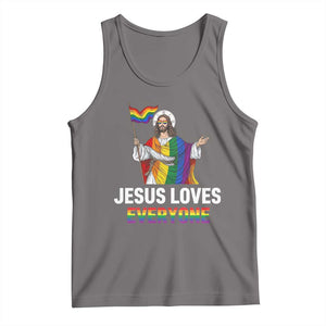 Funny Rainbow Jesus Loves Everyone Tank Top Religious LGBTQ Support TS12 Deep Heather Print Your Wear