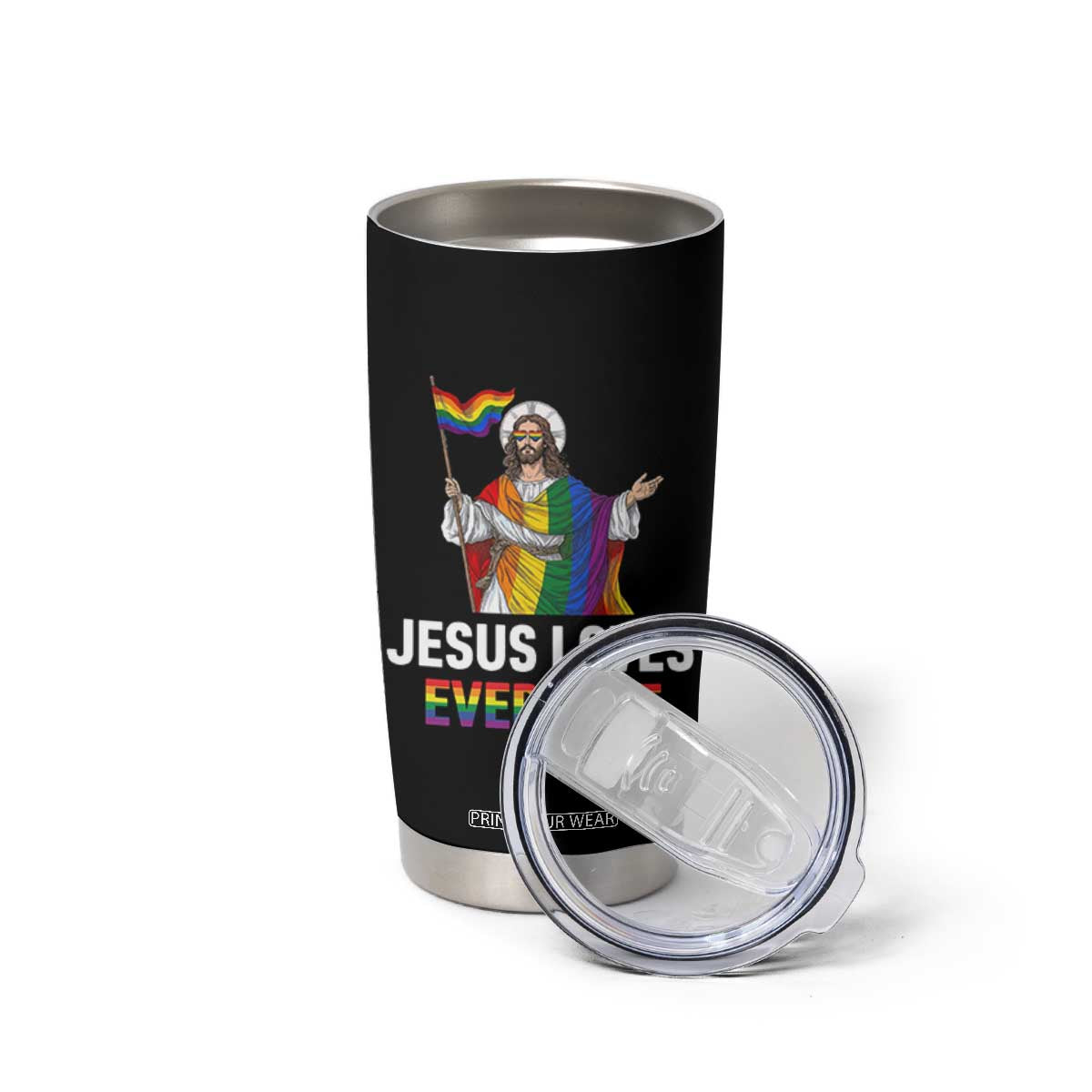 Funny Rainbow Jesus Loves Everyone Tumbler Cup Religious LGBTQ Support TS12 Print Your Wear
