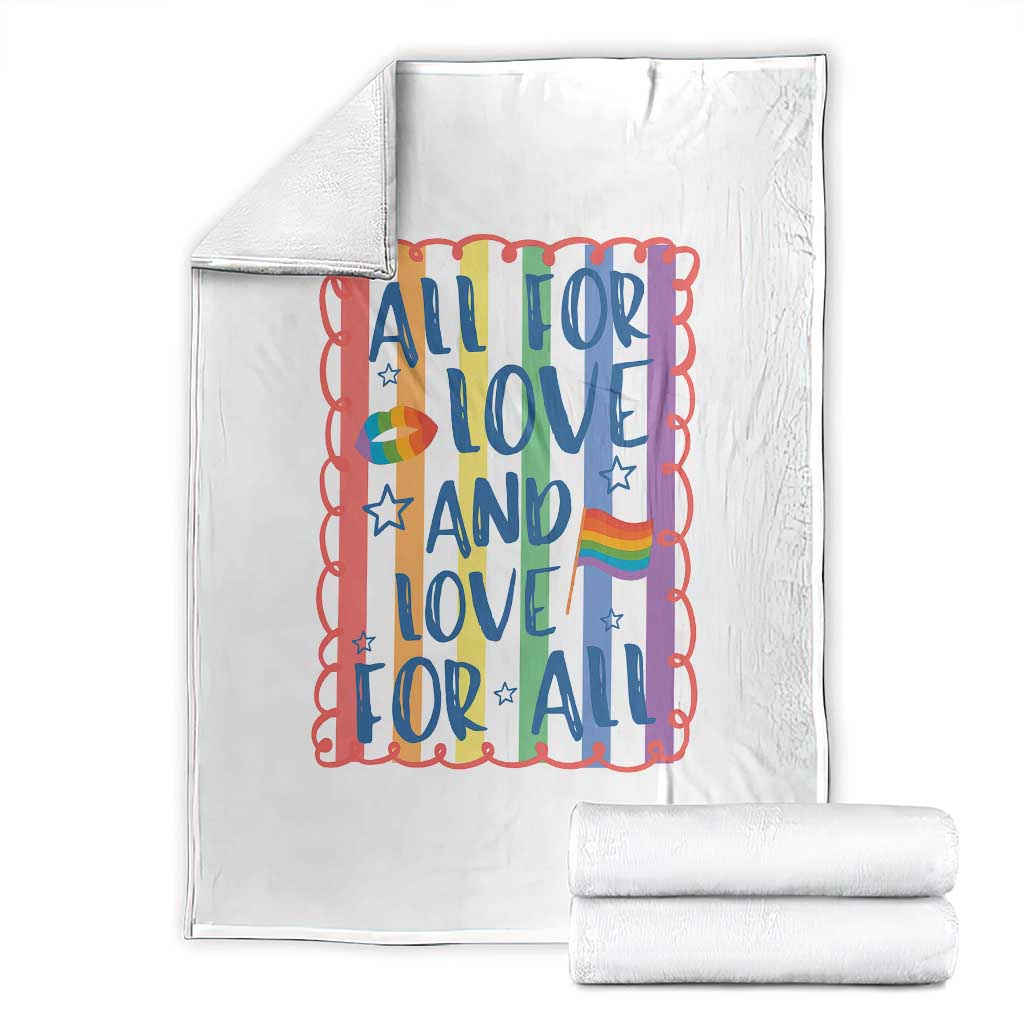 All For Love And Love For All Throw Blanket Pride Month LGBT Support TS12 White Print Your Wear