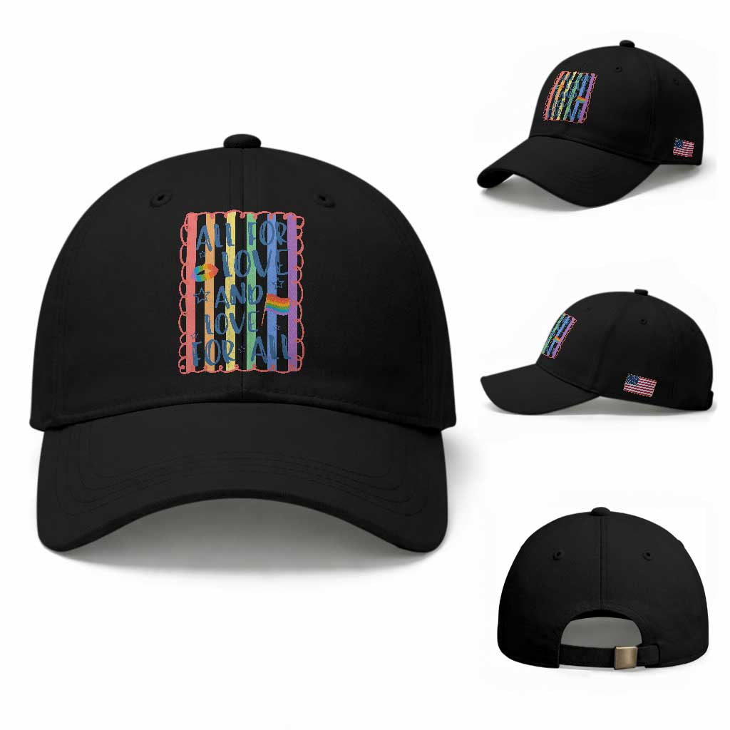 All For Love And Love For All Baseball Cap Pride Month LGBT Support TS12 Baseball Cap Universal Fit Black Print Your Wear