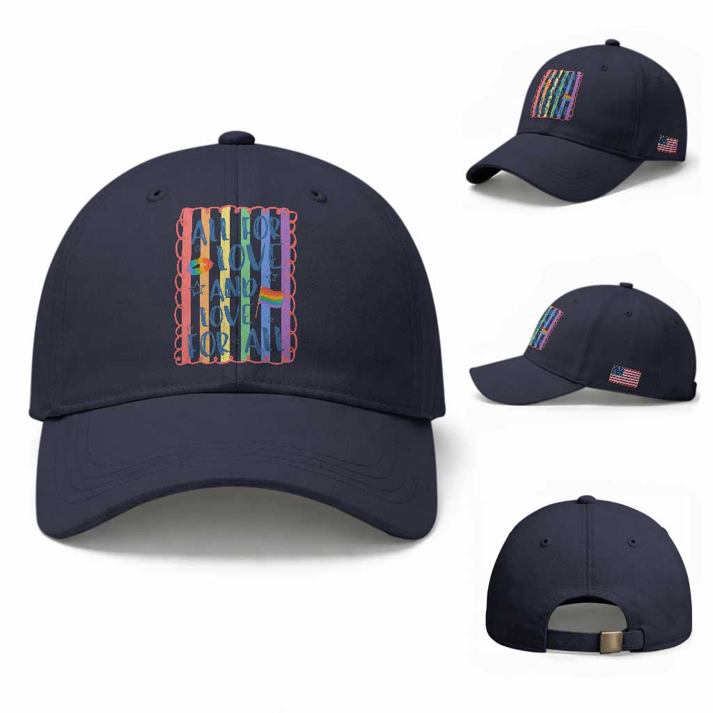 All For Love And Love For All Baseball Cap Pride Month LGBT Support TS12 Baseball Cap Universal Fit Navy Print Your Wear